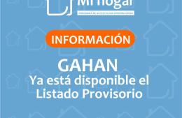 Mi Casa, Mi Hogar: listado provisorio Gahan