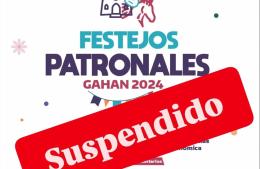 Se suspendieron los Festejos Patronales de Gahan